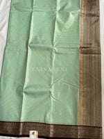 Load image into Gallery viewer, Kanchipuram Semi Silk Saree x Checkered - Cool Mint x Dark Brown
