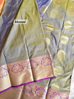 Load image into Gallery viewer, Kanchipuram Silk Saree - Dark Sage x Gold [Two-Tone]
