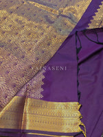 Load image into Gallery viewer, Minimalist Semi Silk Saree x Gold Zari - Dark Purple
