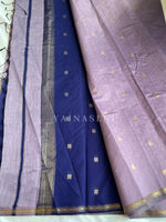 Load image into Gallery viewer, Maheswari Small Border Cotton Saree : Ash Purple x Blue
