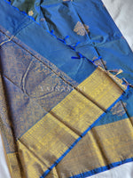 Load image into Gallery viewer, Royal Edit x Semi Soft Silk Gold Zari Saree - Peacock Blue
