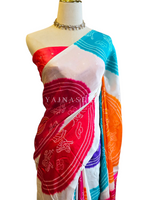Load image into Gallery viewer, Gajji Silk Saree : White x Multicolour
