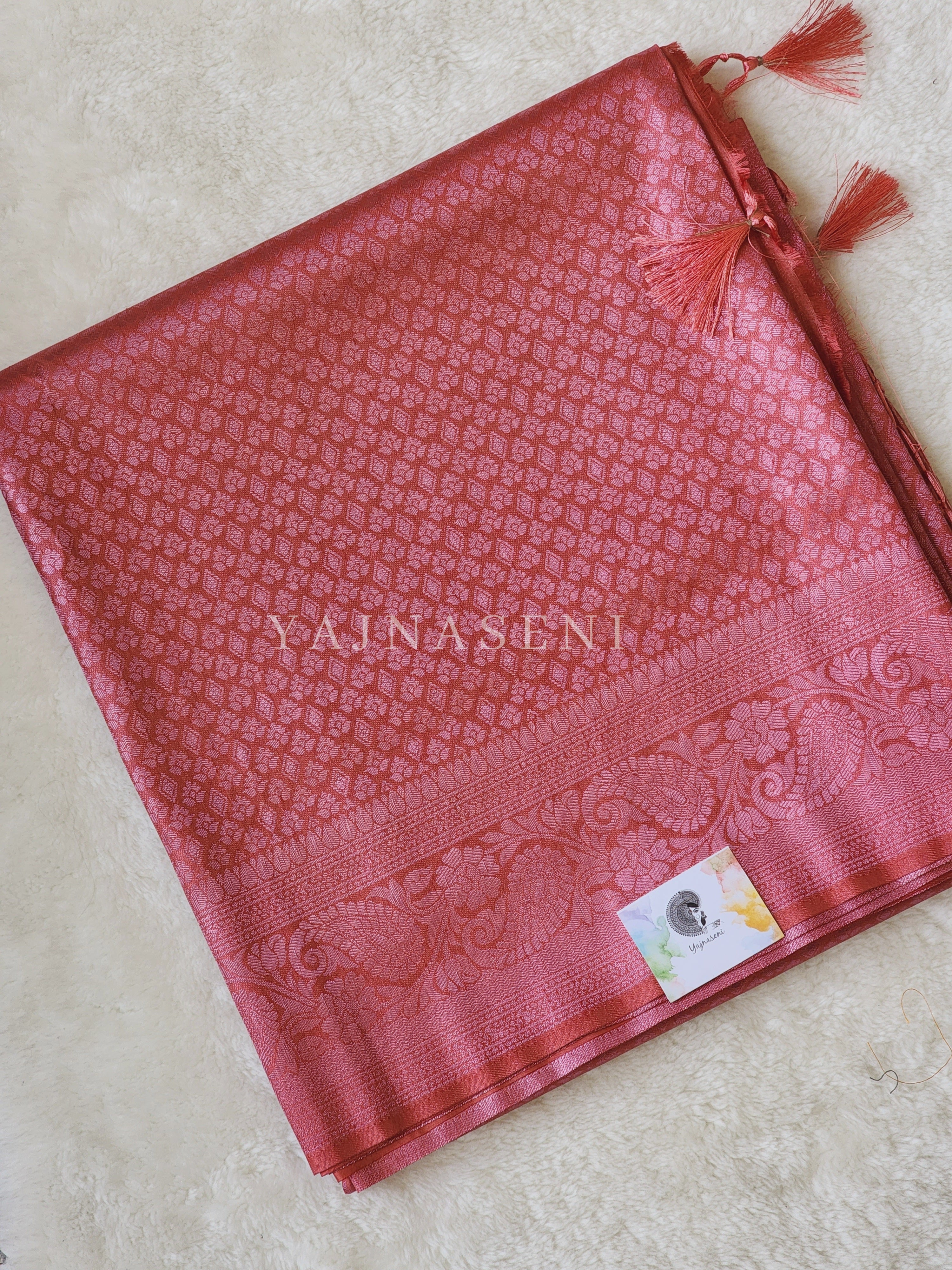 Kubera Pattu x Rosegold Zari Saree - Brink Pink