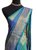 Load image into Gallery viewer, Vaira oosi x Checkered Saree - Peacock
