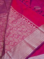 Load image into Gallery viewer, Semi Soft Silk Silver Zari Saree - Raspberry Red
