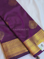 Load image into Gallery viewer, Soft Silk x Gold Zari Saree - Dark Purple

