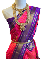 Load image into Gallery viewer, SUNSET FUSION - Pure Kanjivaram Silk Saree with Gold Zari
