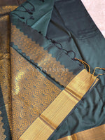 Load image into Gallery viewer, Minimalist Semi Silk Saree x Gold Zari - Timber Green
