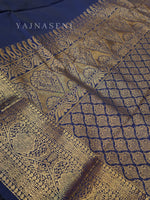 Load image into Gallery viewer, Semi Soft Silk Gold Zari Saree - Dark Blue
