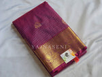 Load image into Gallery viewer, Vaira Oosi Checkered x Peacock Semi Silk Saree - Mulberry

