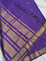 Load image into Gallery viewer, Maheswari Series : Kalyani Cotton Saree - Gold Zari : Violet
