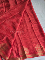 Load image into Gallery viewer, Blended Viscose Chinnon Silk Saree x Checkered x Elephant Border : Red
