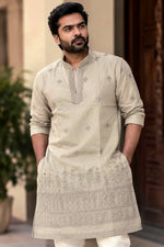 Load image into Gallery viewer, STR [XL/42] - (Cream) Men Mid Length Kurta Top
