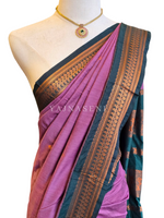Load image into Gallery viewer, Kalyani Cotton Saree - Copper Zari : Mauve x Dark Green
