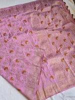 Load image into Gallery viewer, Banarasi Semi Silk Saree : Pink x Dark Green

