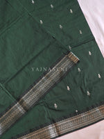 Load image into Gallery viewer, Kalyani Cotton Saree - Silver Zari : Deep Green
