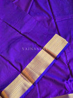 Load image into Gallery viewer, Minimalist Semi Silk Saree x Gold Zari - Violet Blue
