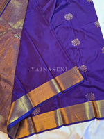 Load image into Gallery viewer, Kolam Motifs x Semi Soft Silk Saree - Violet Blue
