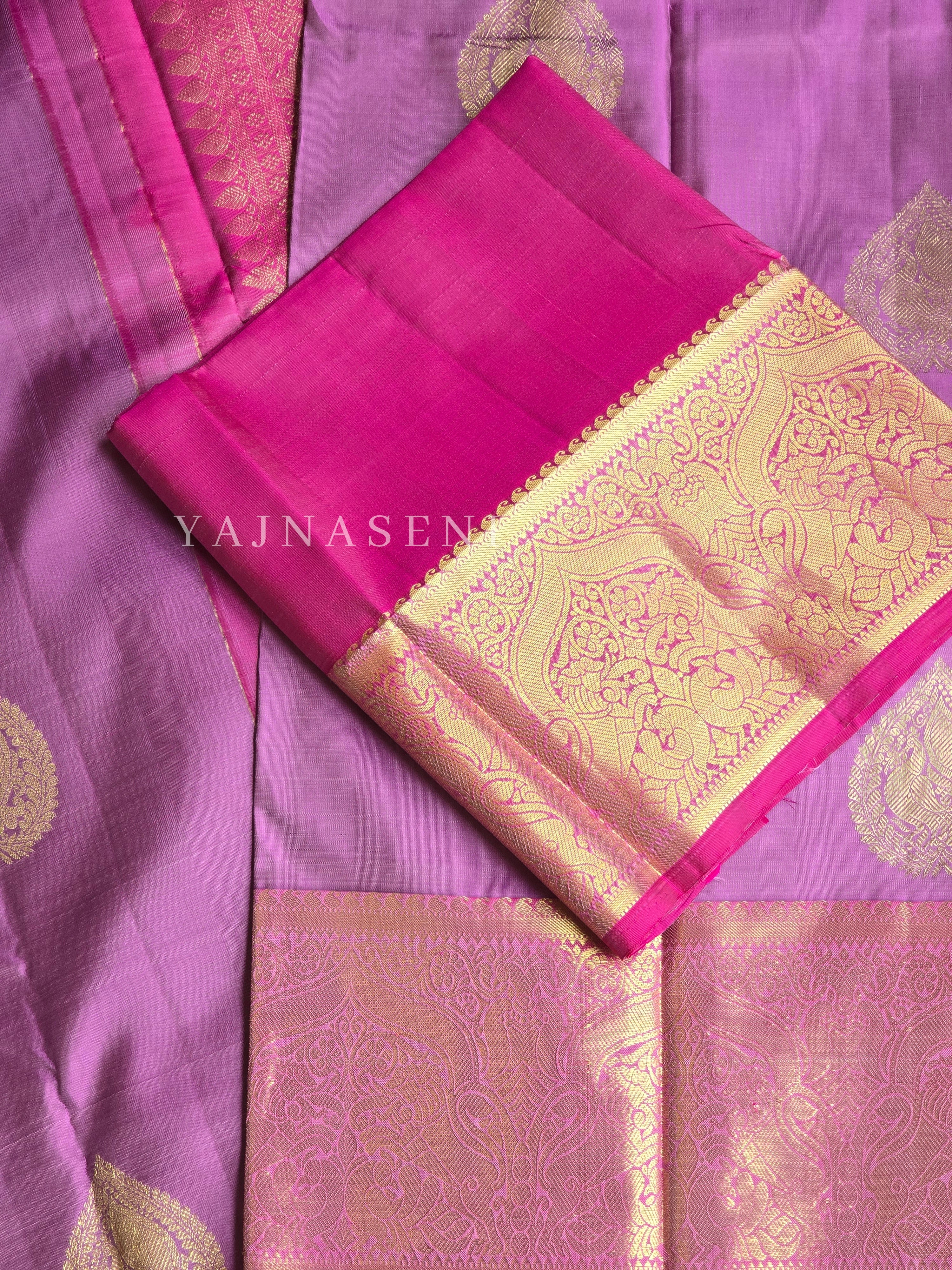 EVENING PETAL - Pure Kanjivaram Silk Saree with Gold Zari