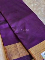 Load image into Gallery viewer, Minimalist Semi Silk Saree x Gold Zari - Dark Purple
