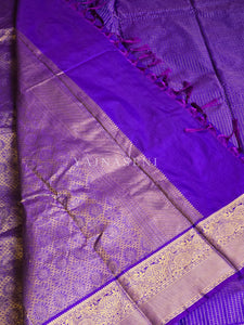 Vaira oosi x Checkered Saree - Violet Blue