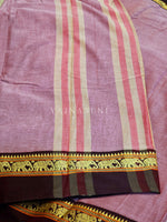 Load image into Gallery viewer, Narayanpet Mercerised Cotton Saree : Rose Pink x Wine
