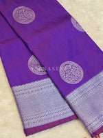 Load image into Gallery viewer, Semi Soft Silk Silver Zari Saree - Violet (Blue Undertone)
