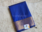 Load image into Gallery viewer, Minimalist Semi Silk Saree x Gold Zari - Royal Blue
