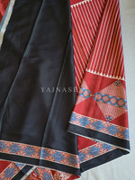 Load image into Gallery viewer, Printed Satin Saree : Diamond Border x Stripes
