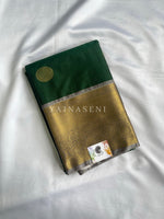 Load image into Gallery viewer, Kanchipuram Semi Silk Saree - Bottle Green x Grey
