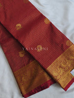 Load image into Gallery viewer, Vaira Oosi Checkered x Peacock Semi Silk Saree - Maroon
