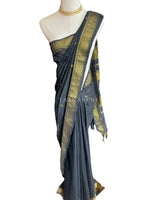 Load image into Gallery viewer, Maheswari Series : Kalyani Cotton Saree - Gold Zari : Black
