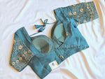 Load image into Gallery viewer, Dusky Teal Blue : Readymade blouse [DIVANITA]
