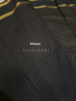 Load image into Gallery viewer, Rudracham Series : Kalyani Cotton Saree (checkered) - Gold Zari : Black
