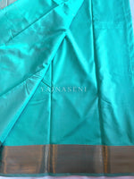 Load image into Gallery viewer, Minimalist Semi Silk Saree x Gold Zari - Aqua
