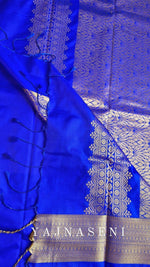 Load image into Gallery viewer, Minimalist Semi Silk Saree x Gold Zari - Royal Blue
