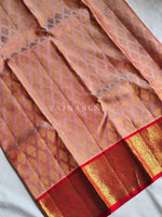 Load image into Gallery viewer, BLUSH FLAME - Pure Kanjivaram Silk Saree with Gold Zari
