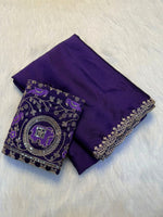 Load image into Gallery viewer, Georgette Saree x Scallop Border x Embroidery: Purple
