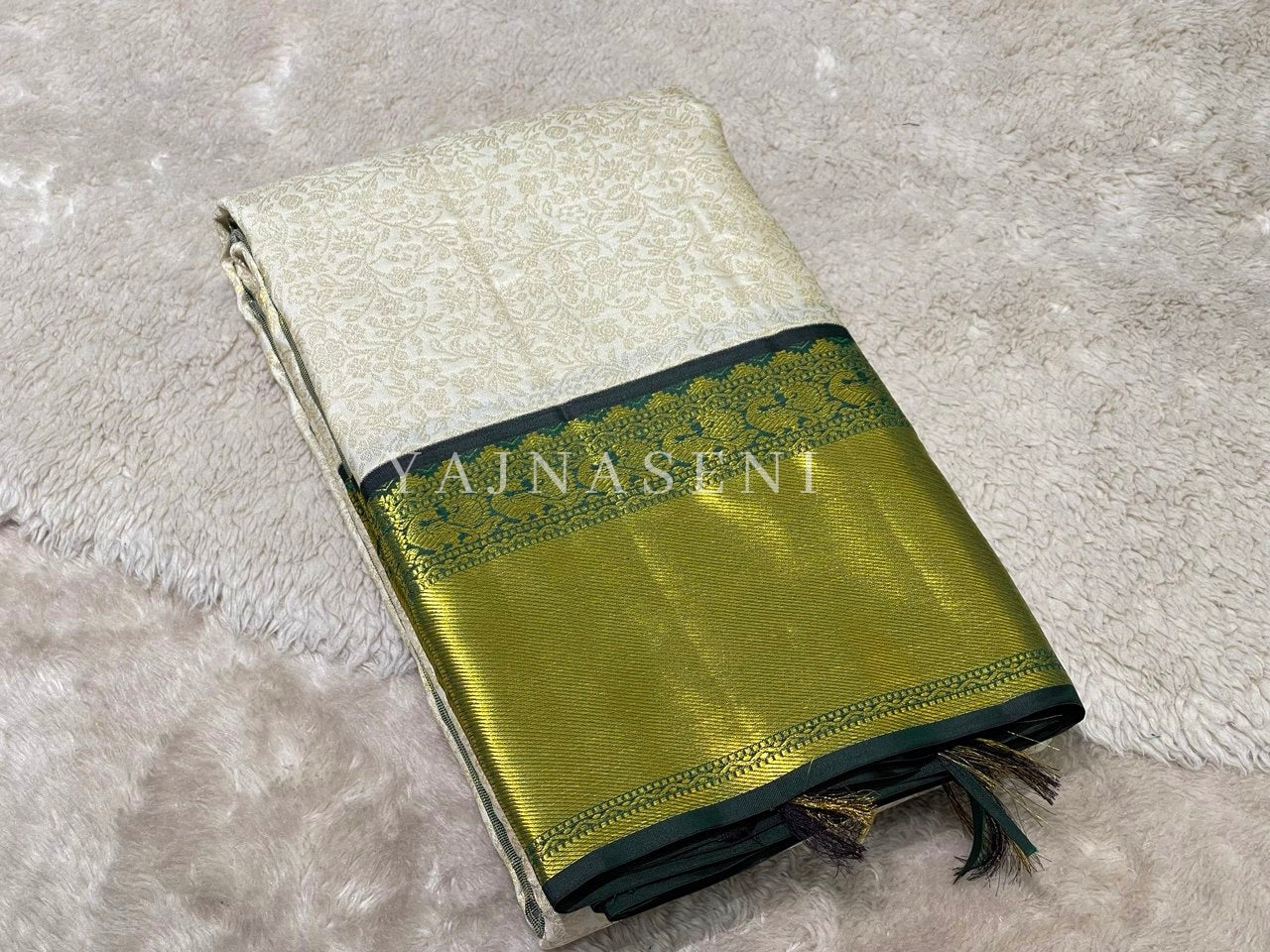 MOONLIT GROVE - Pure Kanjivaram Silk Saree with Gold Zari