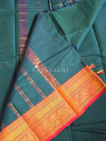 Load image into Gallery viewer, Kanchi Cotton Saree : Green x Red
