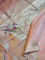 Load image into Gallery viewer, Tissue Semi Silk Saree x Paithani Inspired Motifs : Peach
