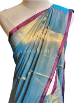 Load image into Gallery viewer, Tissue x Cotton Saree - Aqua
