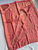 Load image into Gallery viewer, Satina Space Silk Saree x Sequins x Stones : Coral Peach
