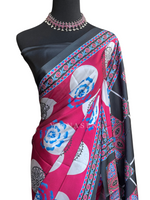 Load image into Gallery viewer, Printed Satin Saree - Pink Seduction
