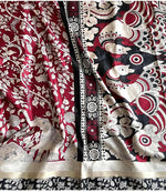 Load image into Gallery viewer, Maheshwari Blended Silk Cotton saree x Kalamkari : Red x Cream x Black border
