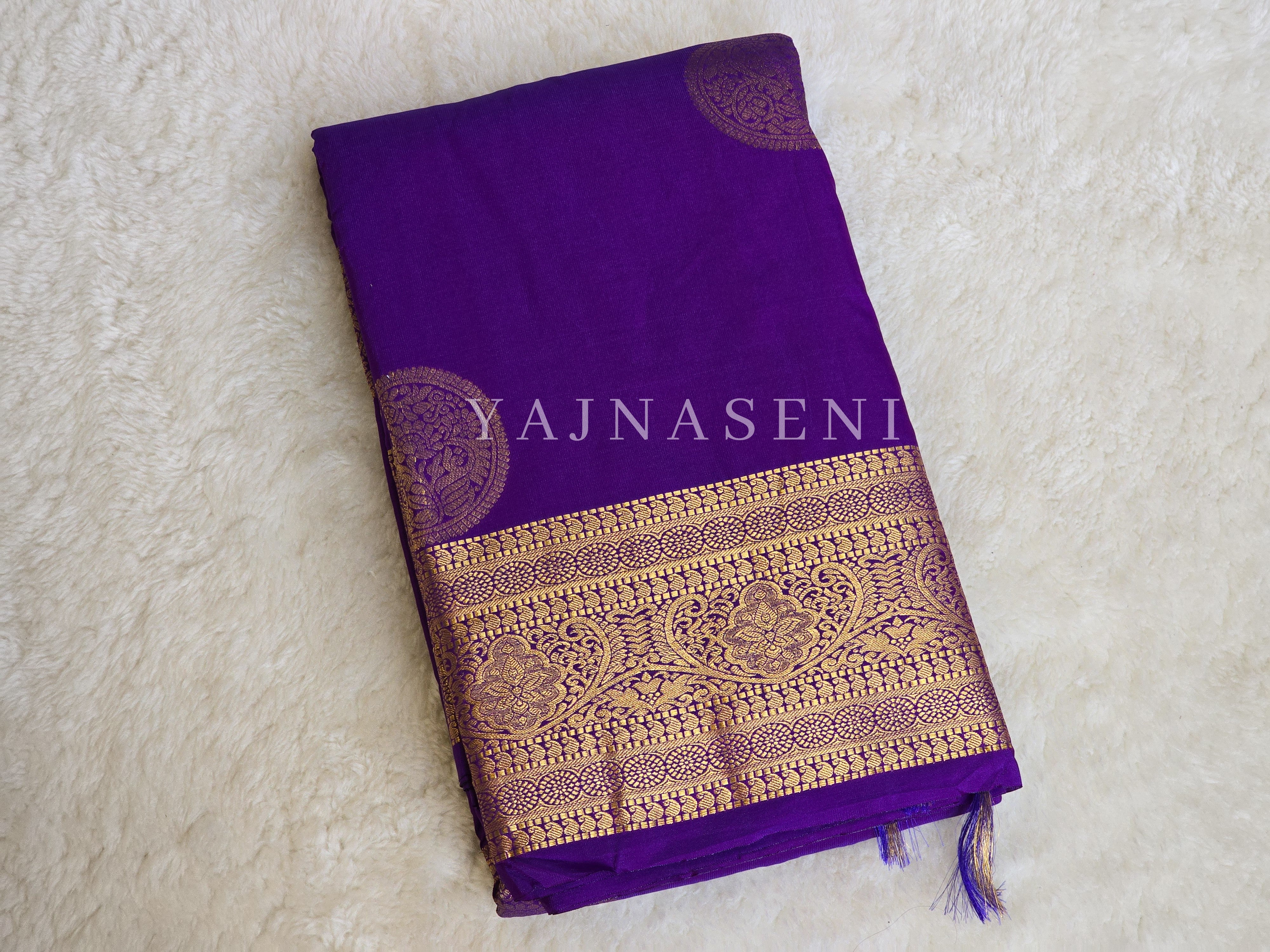 Semi Soft Silk Gold Zari Saree - Purple