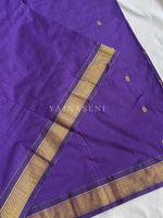 Load image into Gallery viewer, Maheswari Series : Kalyani Cotton Saree - Gold Zari : Violet
