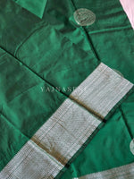 Load image into Gallery viewer, Semi Soft Silk Silver Zari Saree - Emerald
