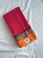 Load image into Gallery viewer, Narayanpet Mercerised Cotton Saree : Hot Pink x Orange
