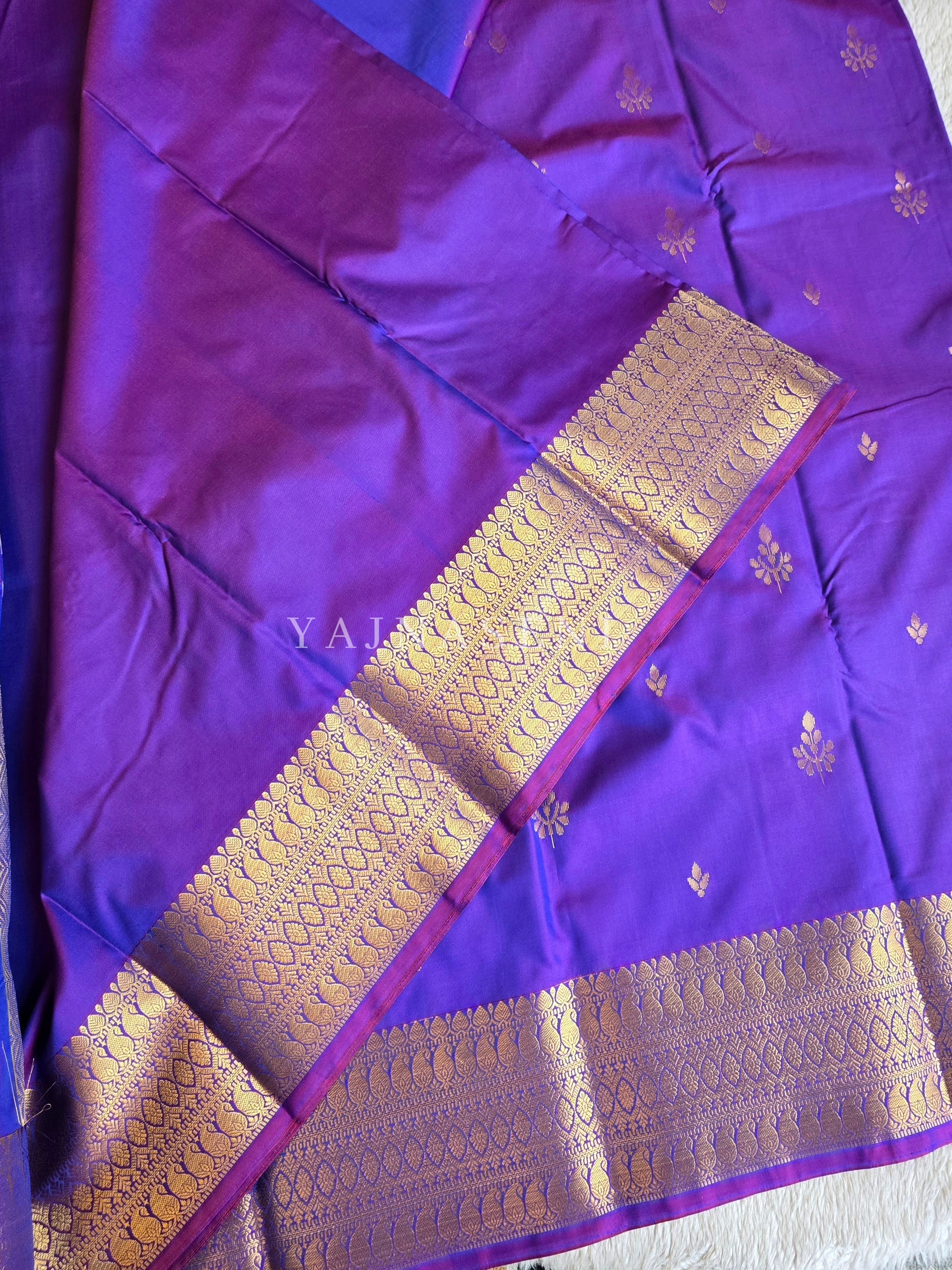 Dainty Motifs x Semi Soft Silk Saree - Purple Garnet